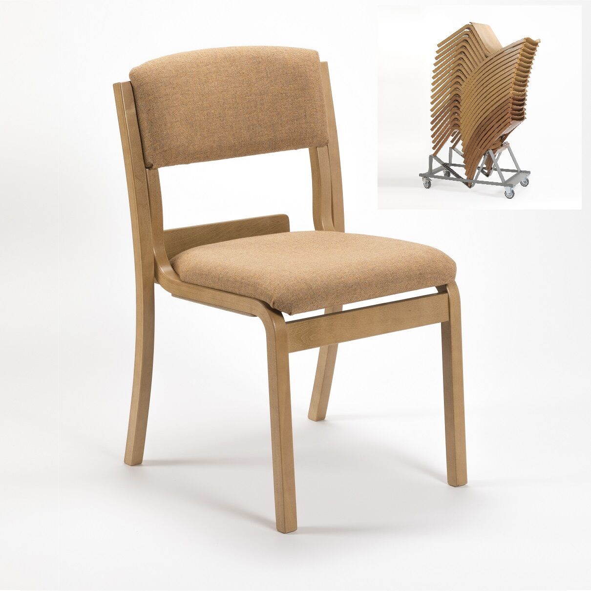 Lightweight Wooden High Stacking Upholstered Chair | All By Material | LAMSU Lightweight Wooden High Stacking Upholstered Chair | All By Material | LAMSU
